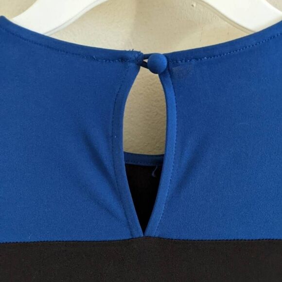 Donna Morgan Sheath Dress Women's Size 2 Blue Green Black Colorblock Work Party - Picture 8 of 9